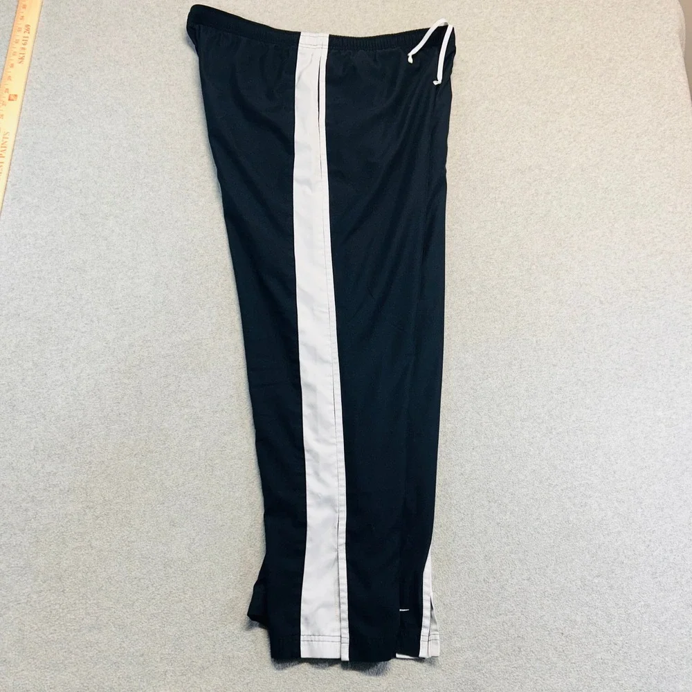 Nike‎ Track Pants Mens Large Black White Side Stripe Swoosh Logo Y2K Athletic